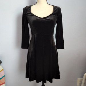 Express Black Velvet Mini Skater Dress Size XS